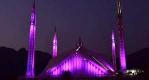 FAISAL MOSQUE ILLUMINATED PINK IN SOLIDARITY WITH BREAST CANCER PATIENTS