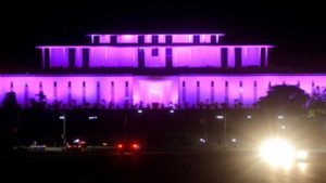 PRESIDENT HOUSE ILLUMINATED IN PINK TO SUPPORT BREAST CANCER AWARENESS