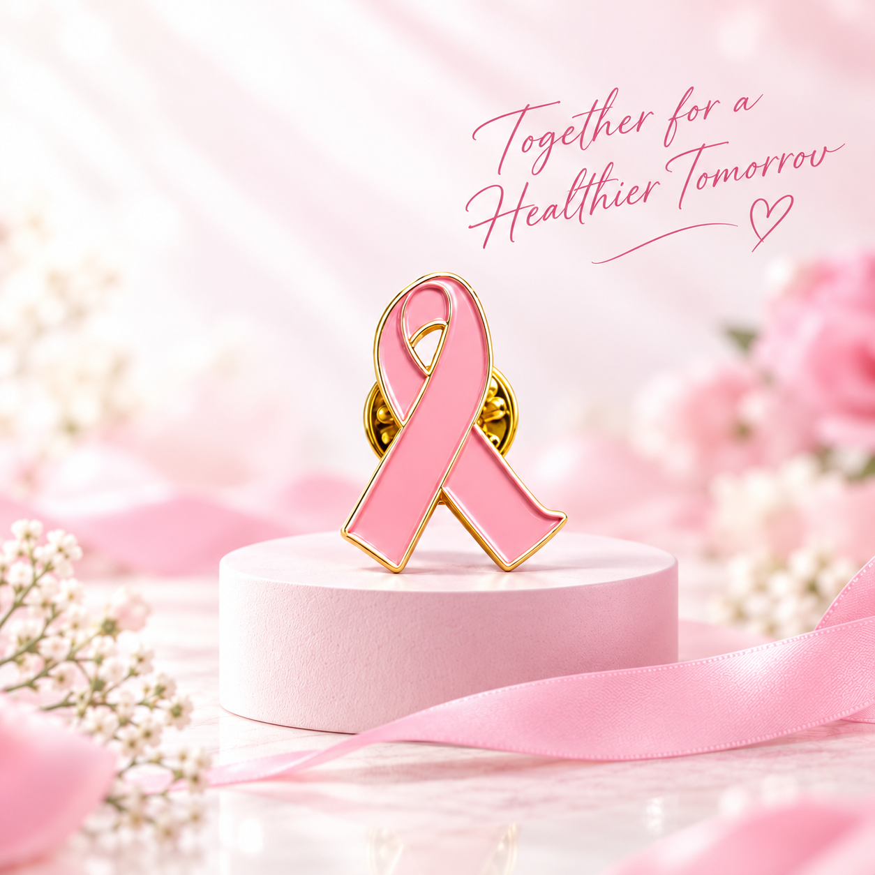 Pink Ribbon Metal Pin