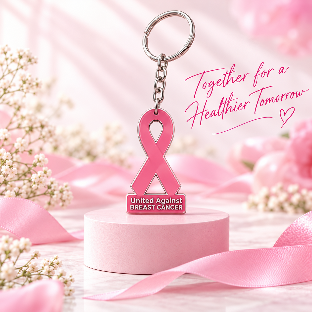 Pink Ribbon Keychain